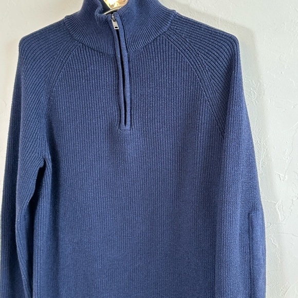 Banana Republic Men's/Unisex Blue Half-Zip Sweater with Elbow Patches Sz S - Picture 2 of 10